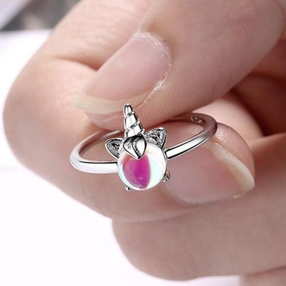 Sterling Silver Moonstone Unicorn Adjustable Ring - Picture 4 of 8